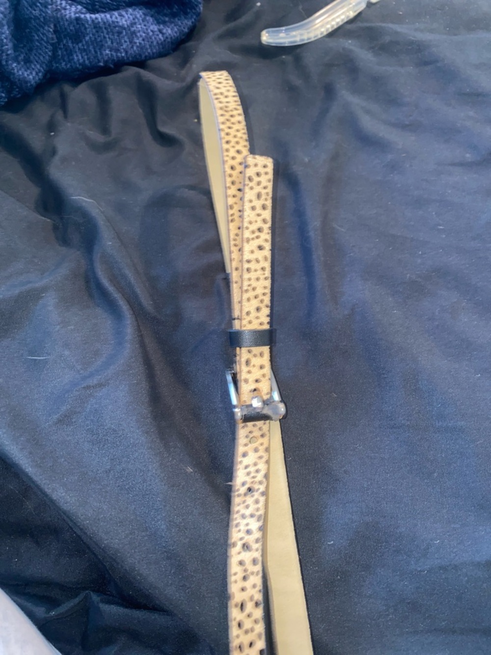 Express Leopard-Print Faux Fur Skinny Belt in Tan and Black